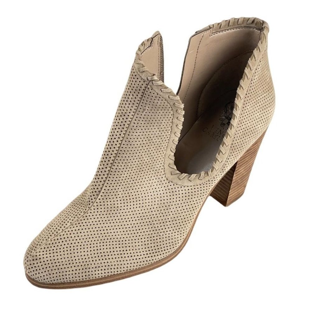 VINCE CAMUTO CHERNLEE Bootie Women Sz Eu 40 US 9M Beige Cut Out Sides Perforated - Picture 9 of 14